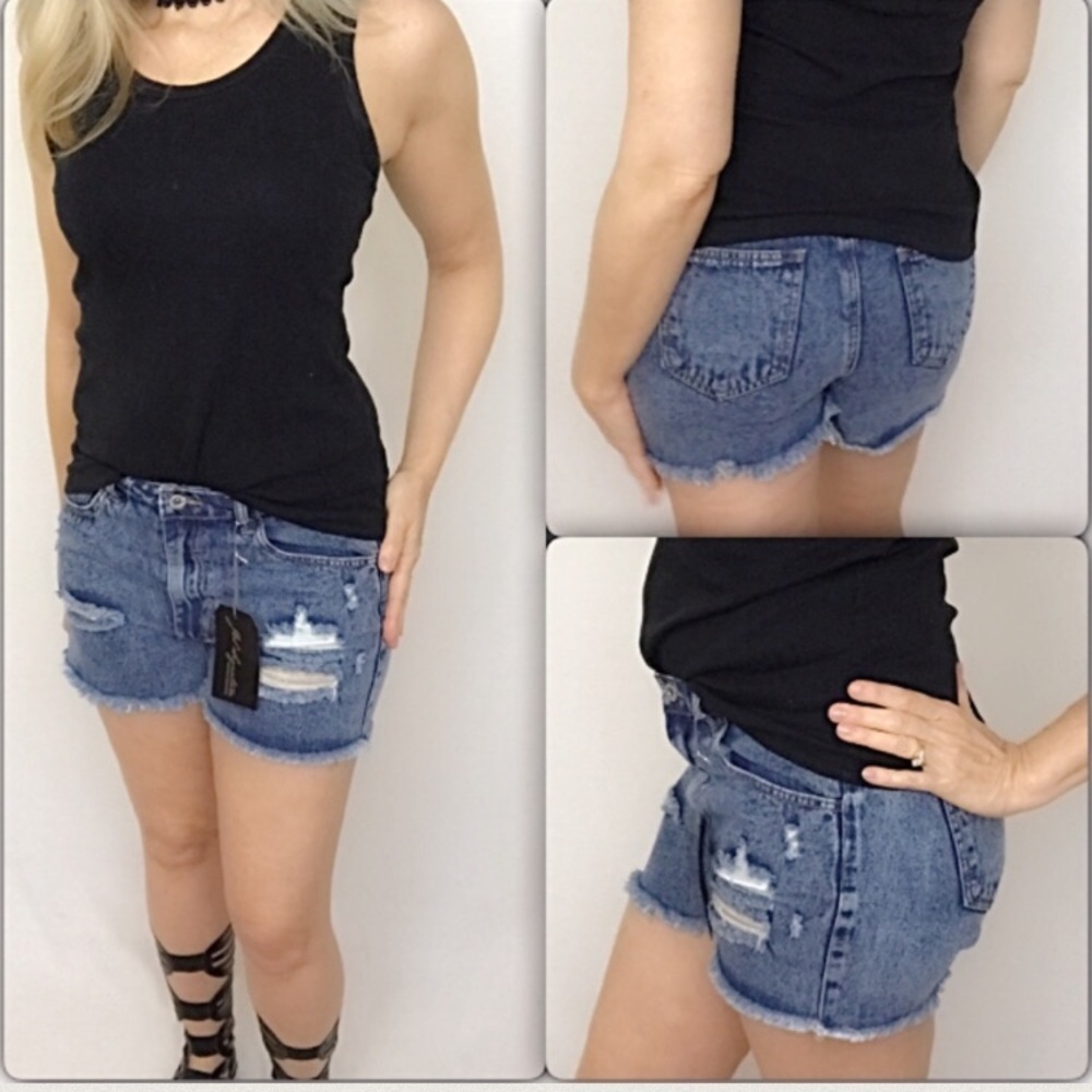 💥SALE Acid Wash Distressed Jean Short XSSML NWT - Picture 5 of 6