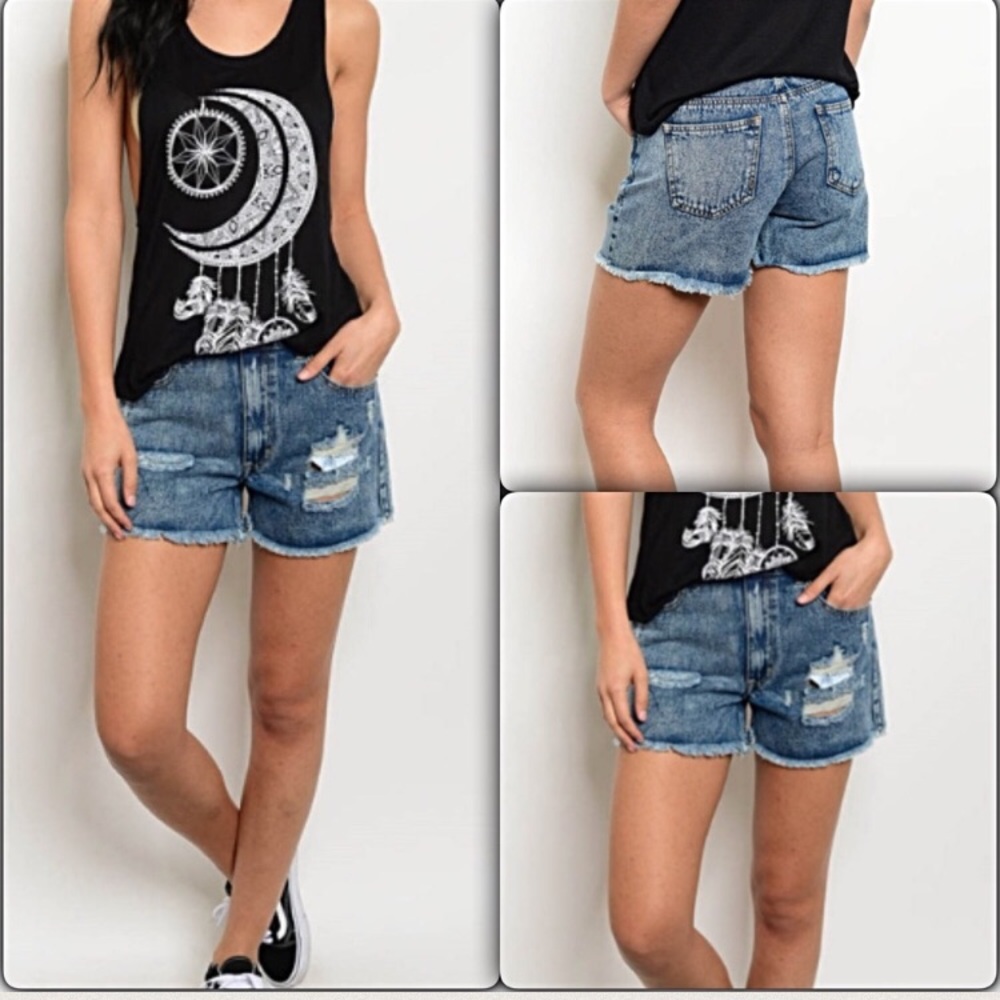 💥SALE Acid Wash Distressed Jean Short XSSML NWT - Picture 2 of 6