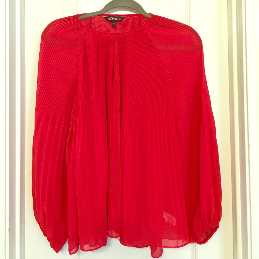 Express Red Sheer Top with crimp detail