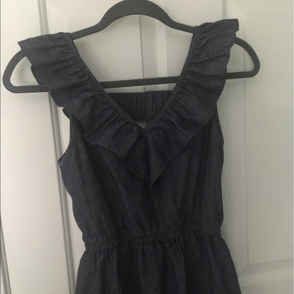 Faux denim linen dress from Francesca's w necklace - Picture 2 of 8