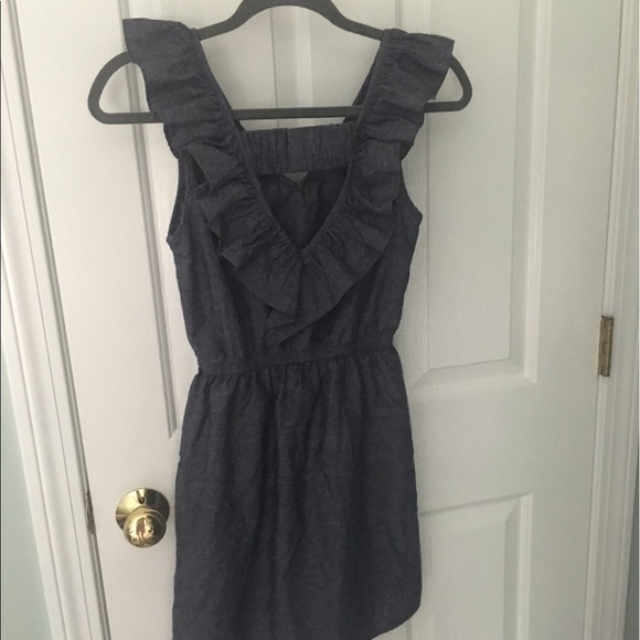 Faux denim linen dress from Francesca's w necklace - Picture 3 of 8