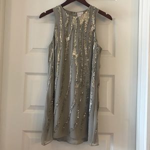 Parker Silver Sequin Trapeze Dress