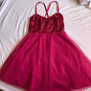 Fuschia sequin dress with chiffon