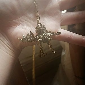 Gold Dinosaur Skeleton Necklace