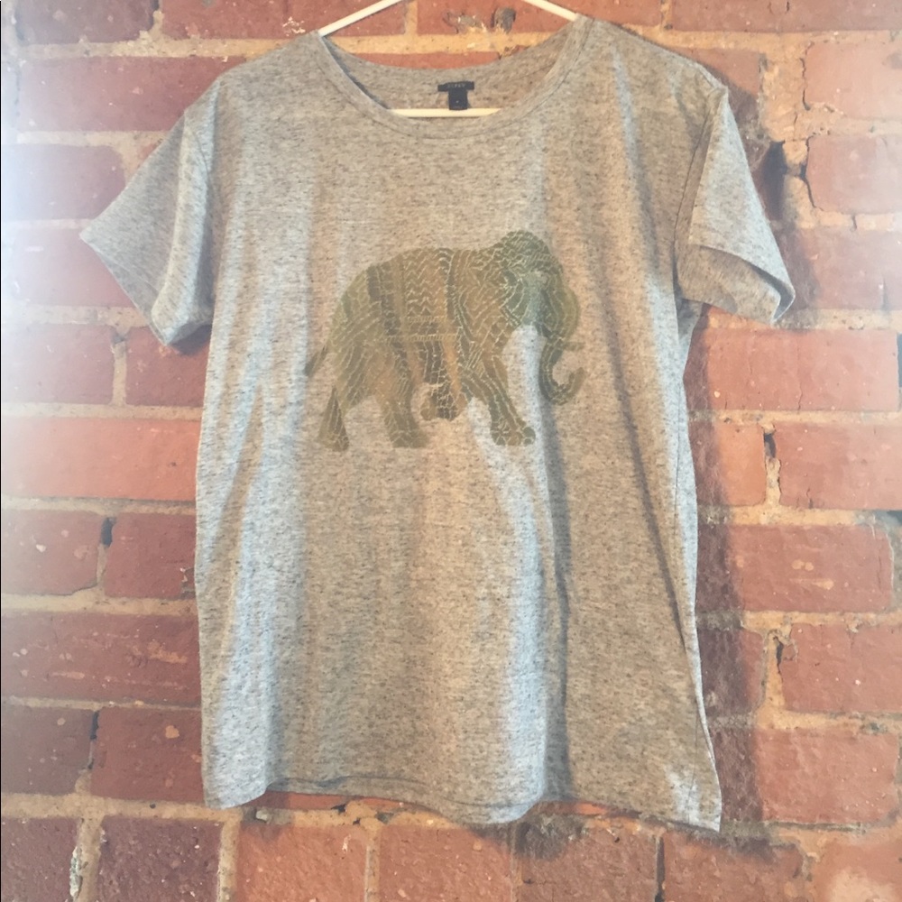 J Crew gray t shirt gold elephant S