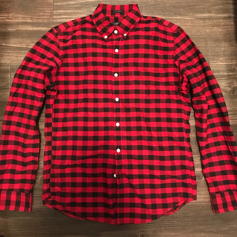 J. Crew Slim Fit Oxford Sz M (buffalo check)
