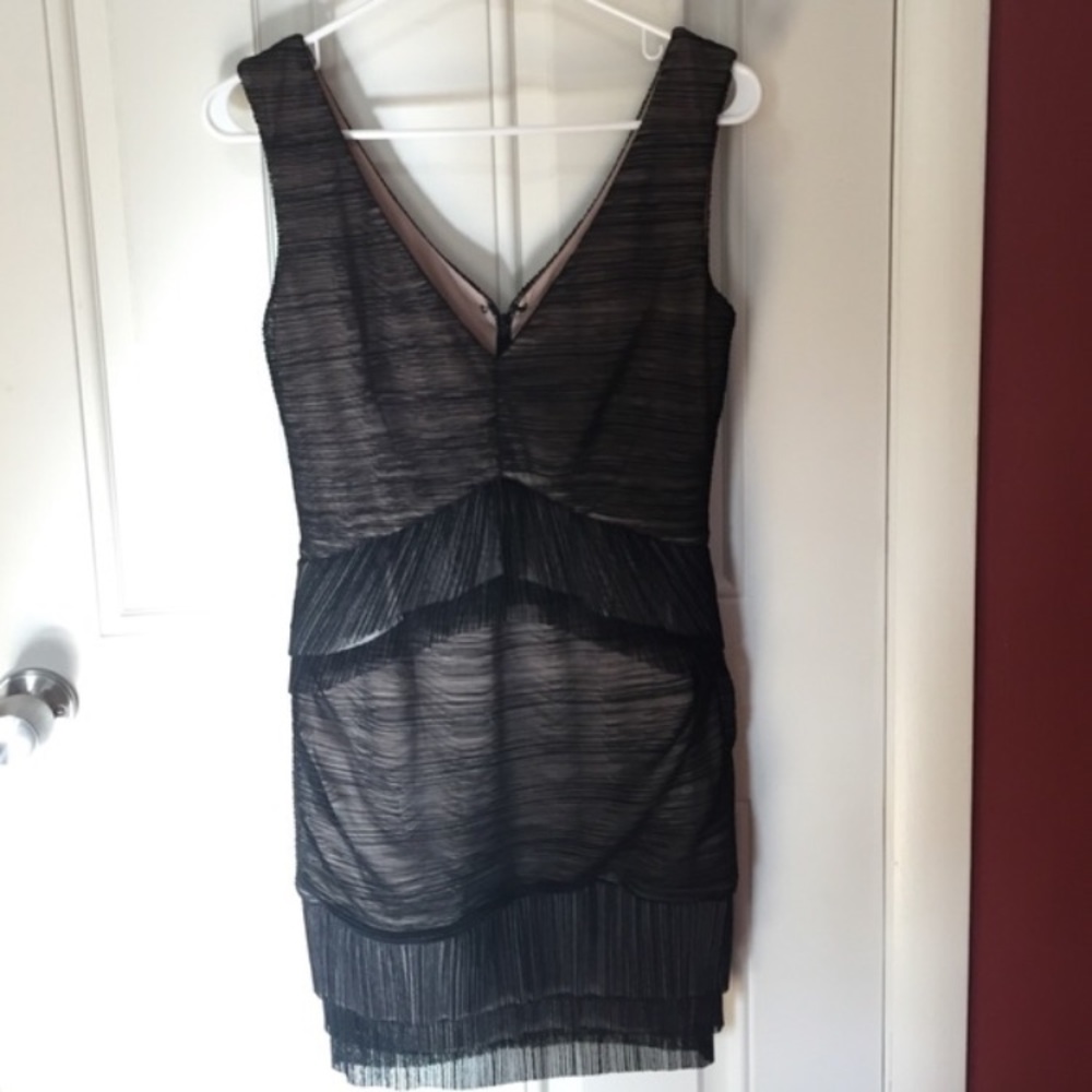 BCBG dress, black with nude underneath, cocktail