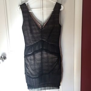 BCBG dress, black with nude underneath, cocktail