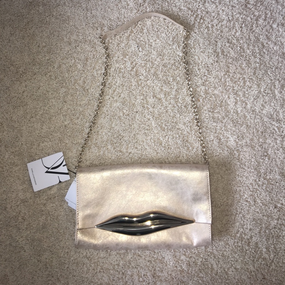 DVF gold metallic chain purse