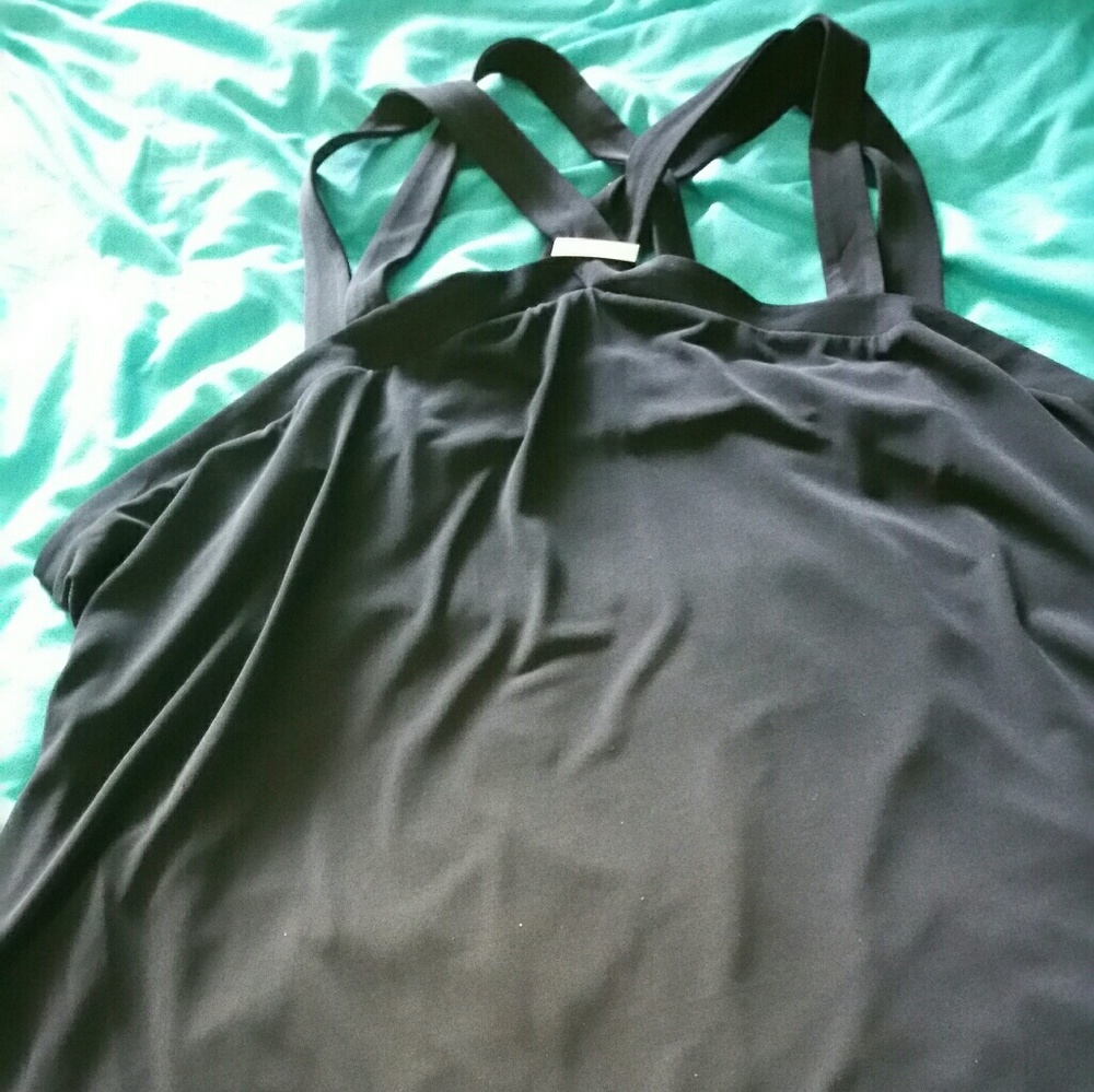 A women's black cansual halter blouse