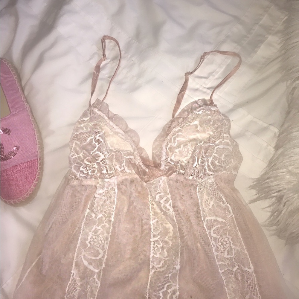 Baby pink lace lingerie