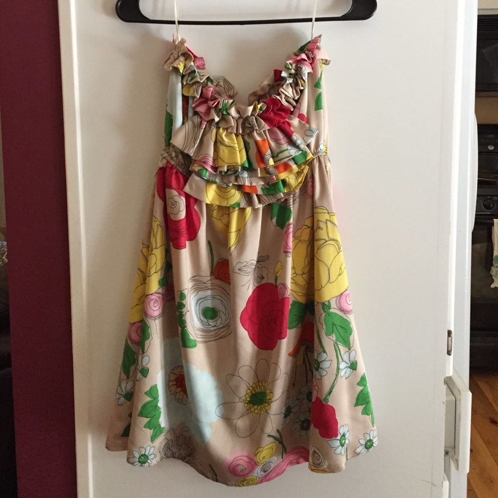 Ruffle front floral boutique dress