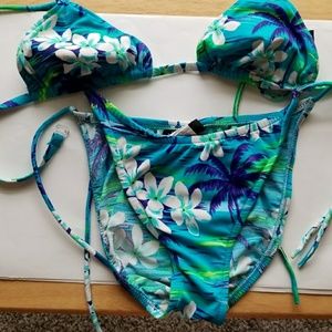 Blue & green tropical string bikini