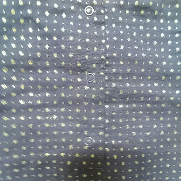 Navy Blue, gold accent pleaded dress w/ gold shoes - Picture 4 of 6