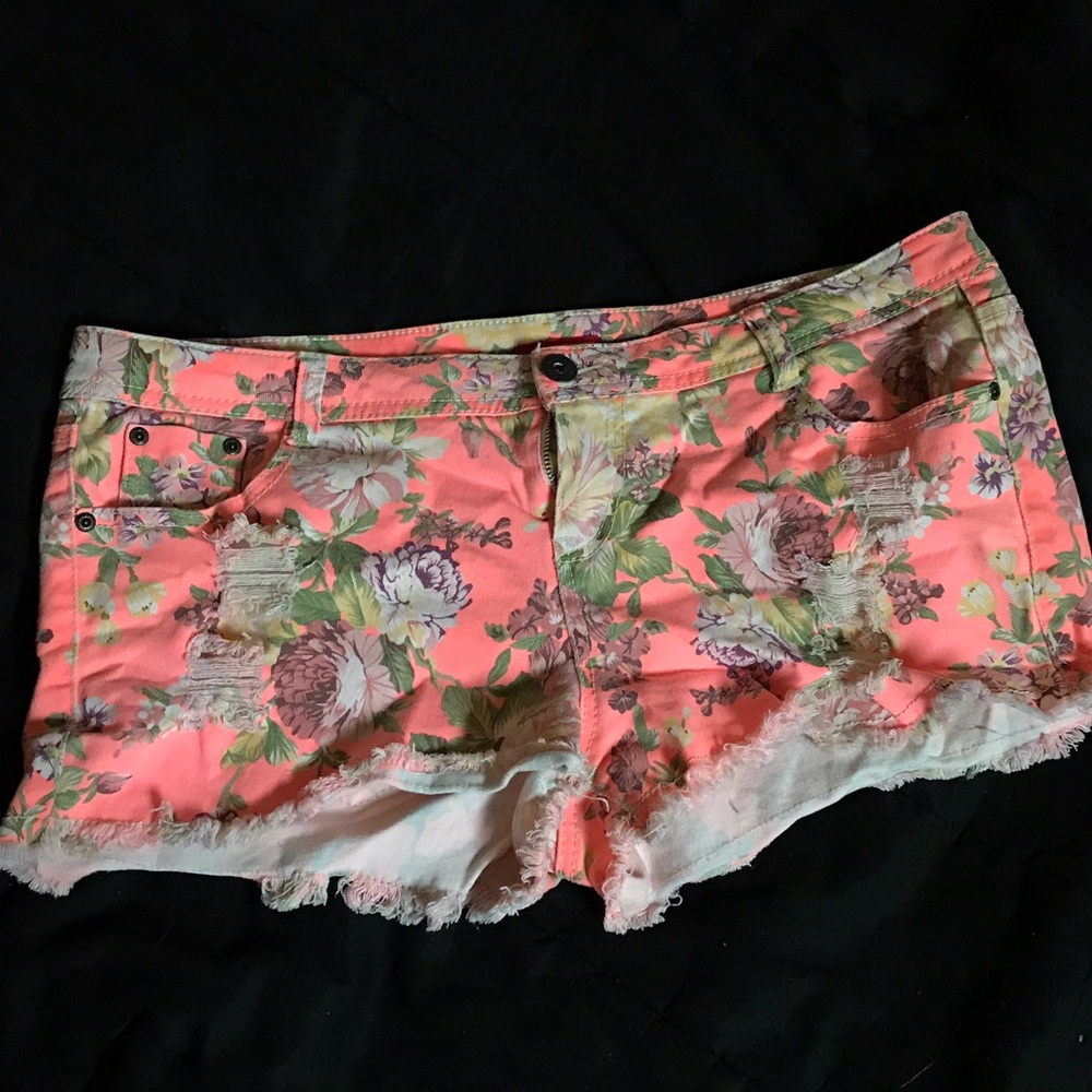 Size 17 Neon Orange floral Bongo Shorts