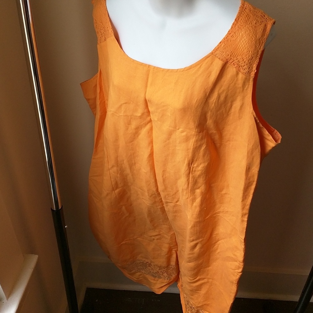 NWT linen blend  sleeveless sheath dress lace trim