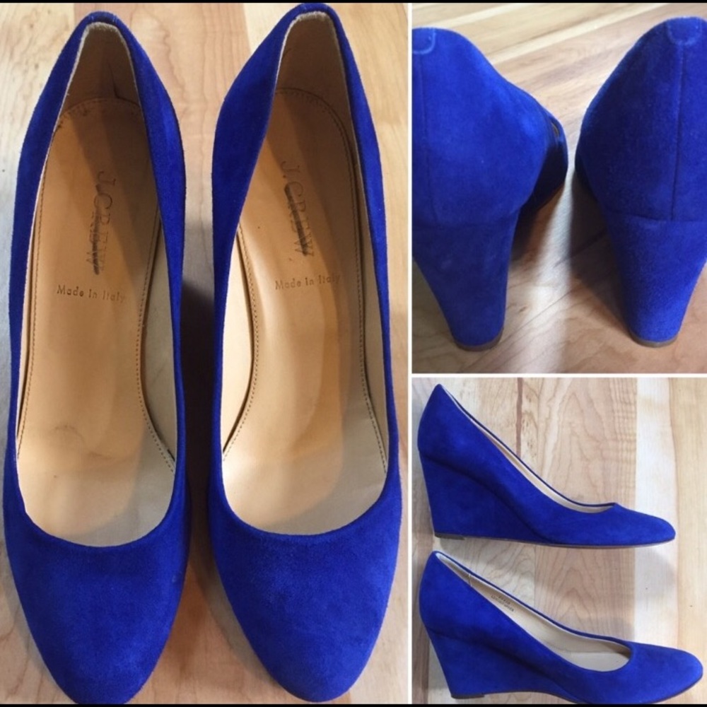 J. Crew Cobalt Suede Wedges