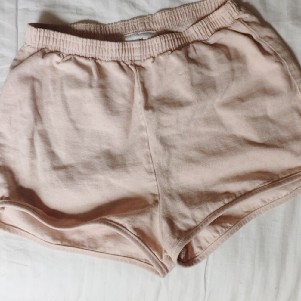 american apparel pink denim shorts
