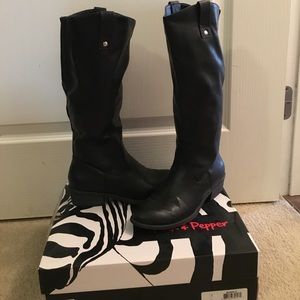 Black Pink and Pepper Tall Boots Size 6