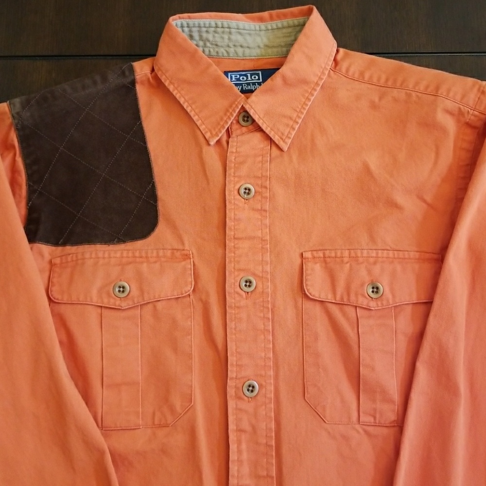 Polo Ralph Lauren LS Hunter Orange Shotgun Patch M