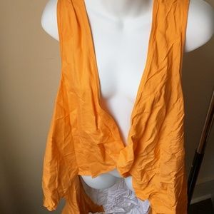 NWT orange & white linen blend vest