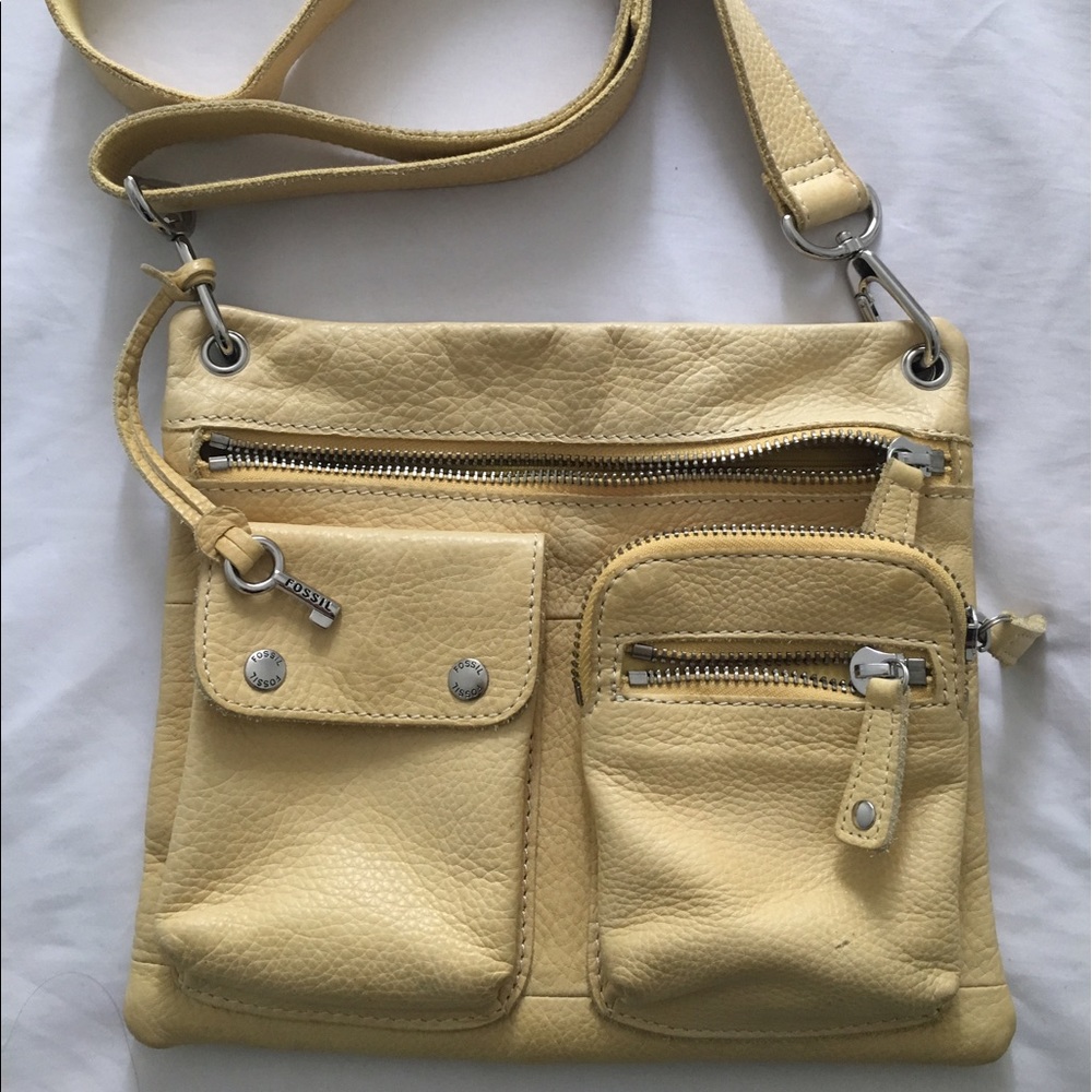 Yellow Fossil cross body bag