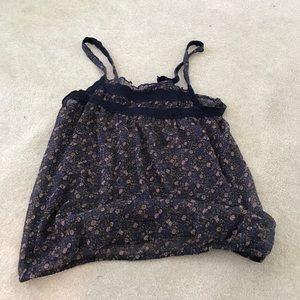 Sheer Floral Crop Tank Top