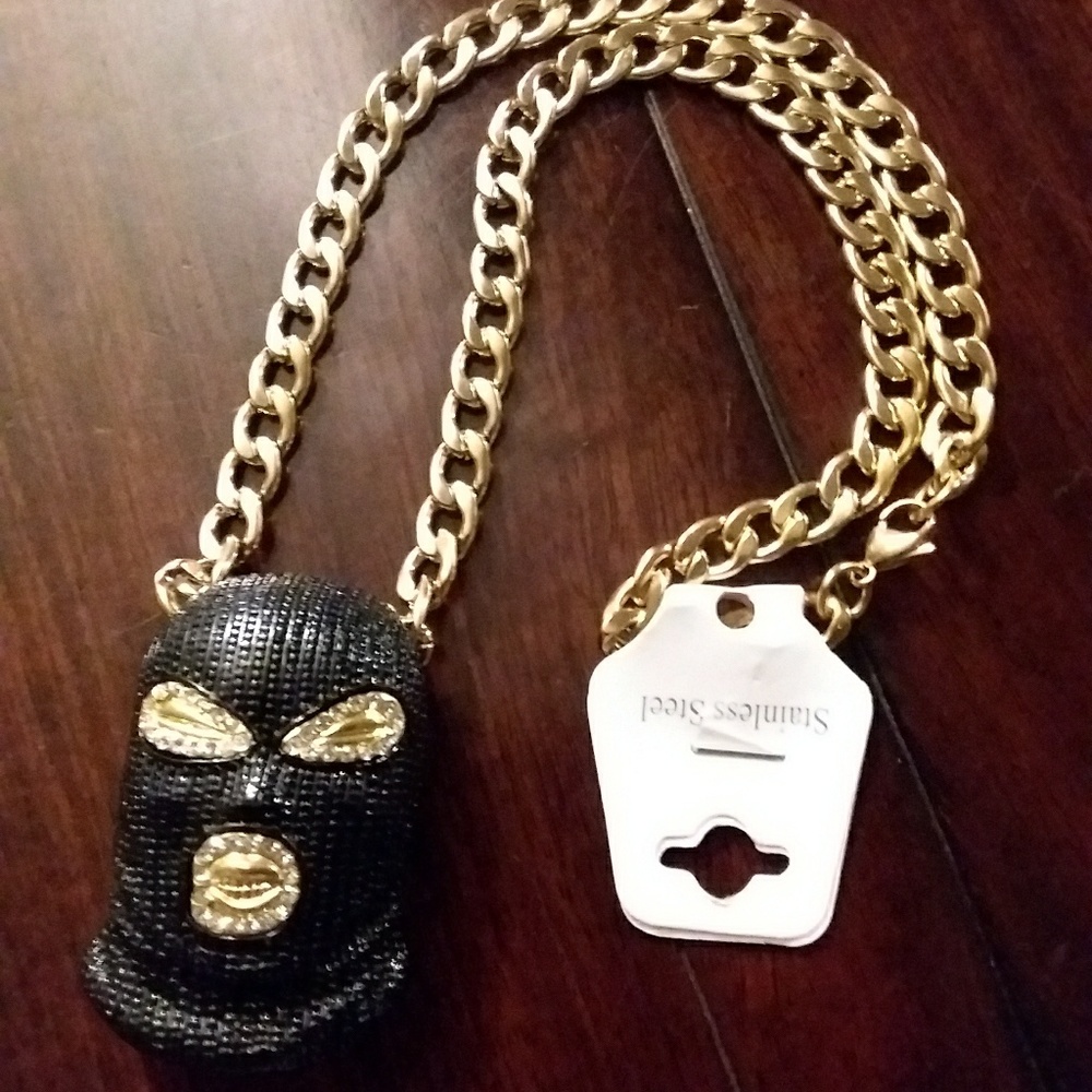 Hip hop headgear mask Crystal zircon pendant chain