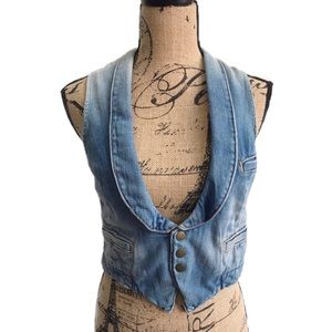CURRENT/ELLIOTT The Tux Cropped Light Wash Vest