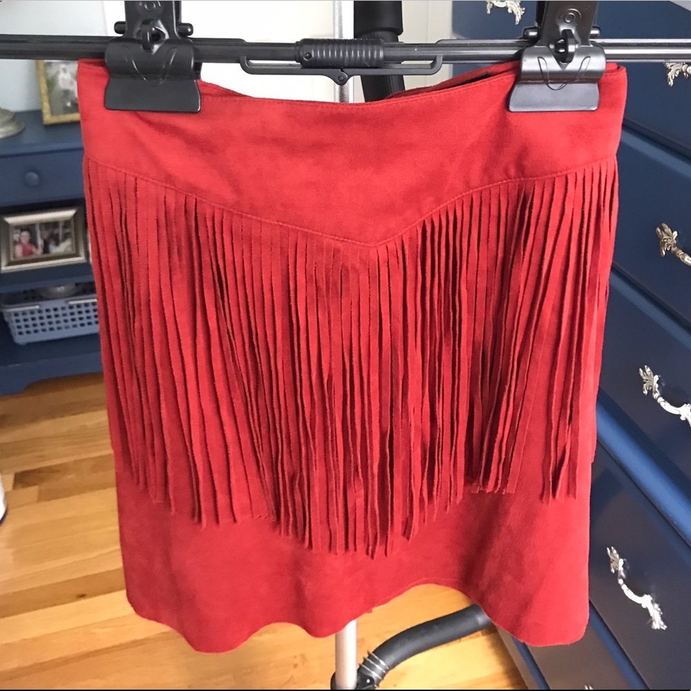 fringe suede skirt