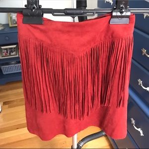 fringe suede skirt