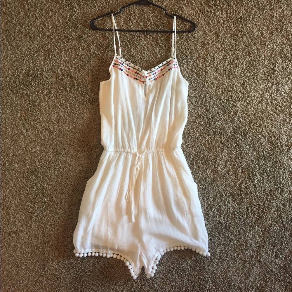 White pom Pom Romper