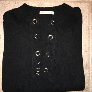 Black lace up sweater
