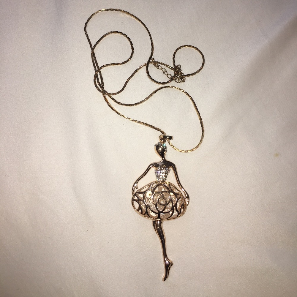 NEW gold ballerina necklace