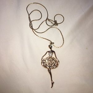 NEW gold ballerina necklace