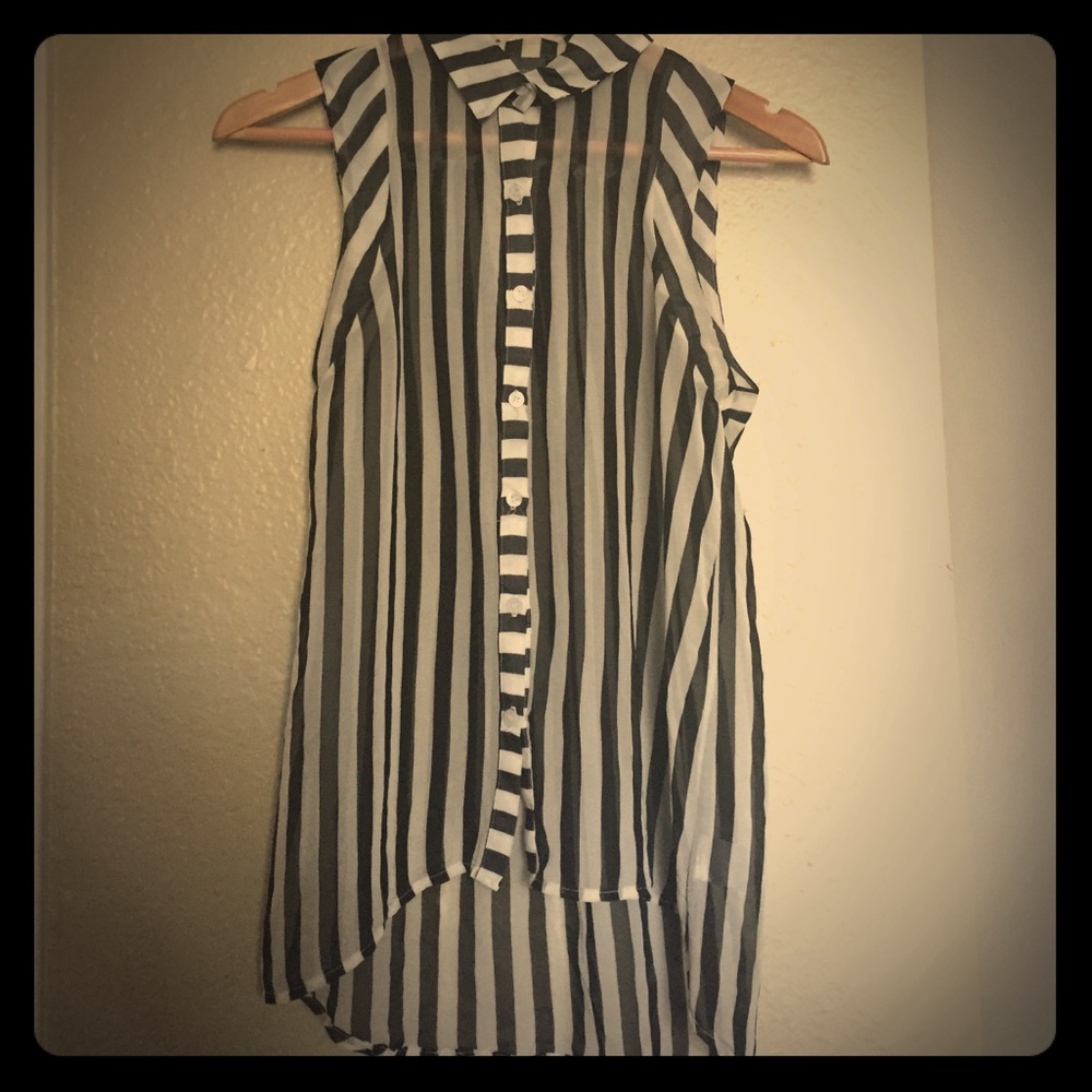 Urban Outfitters striped sleeveless button up