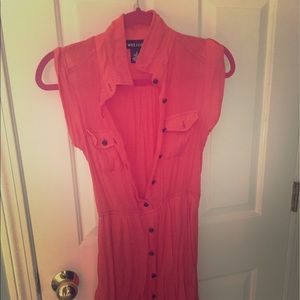 Tangerine Button down dress