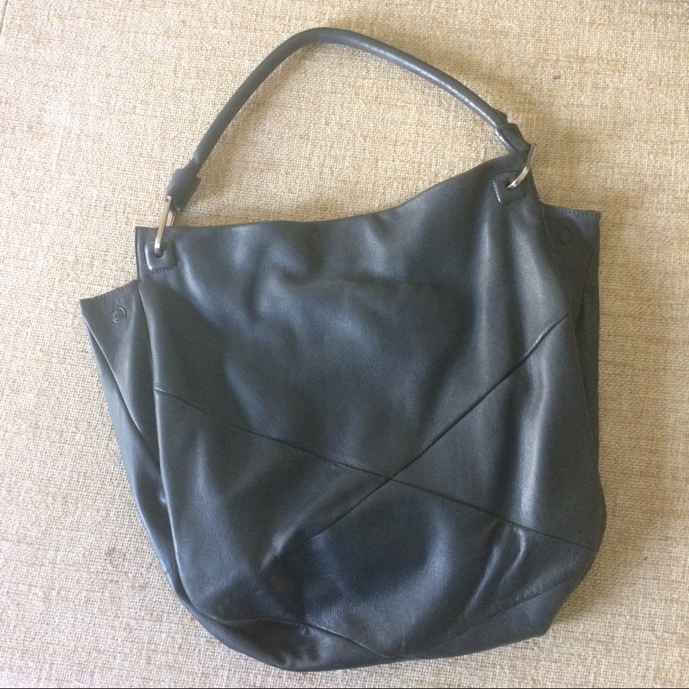 Kenneth Cole Adjustable Grey Leather Bag