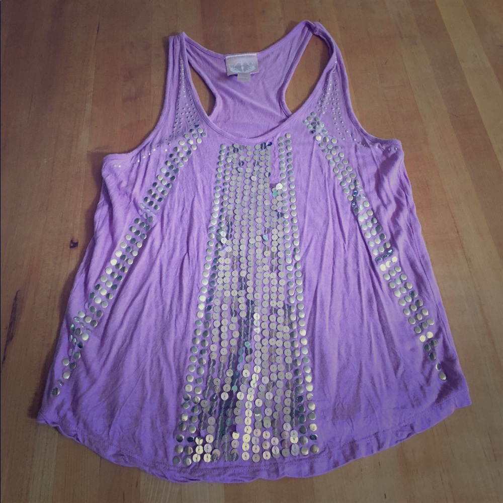 Lilac purple sequins racerback top