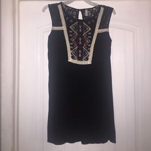 Black Sleeveless Tunic/Dress with Embroidery top