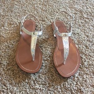 Silver faux snakeskin Ralph Lauren sandals