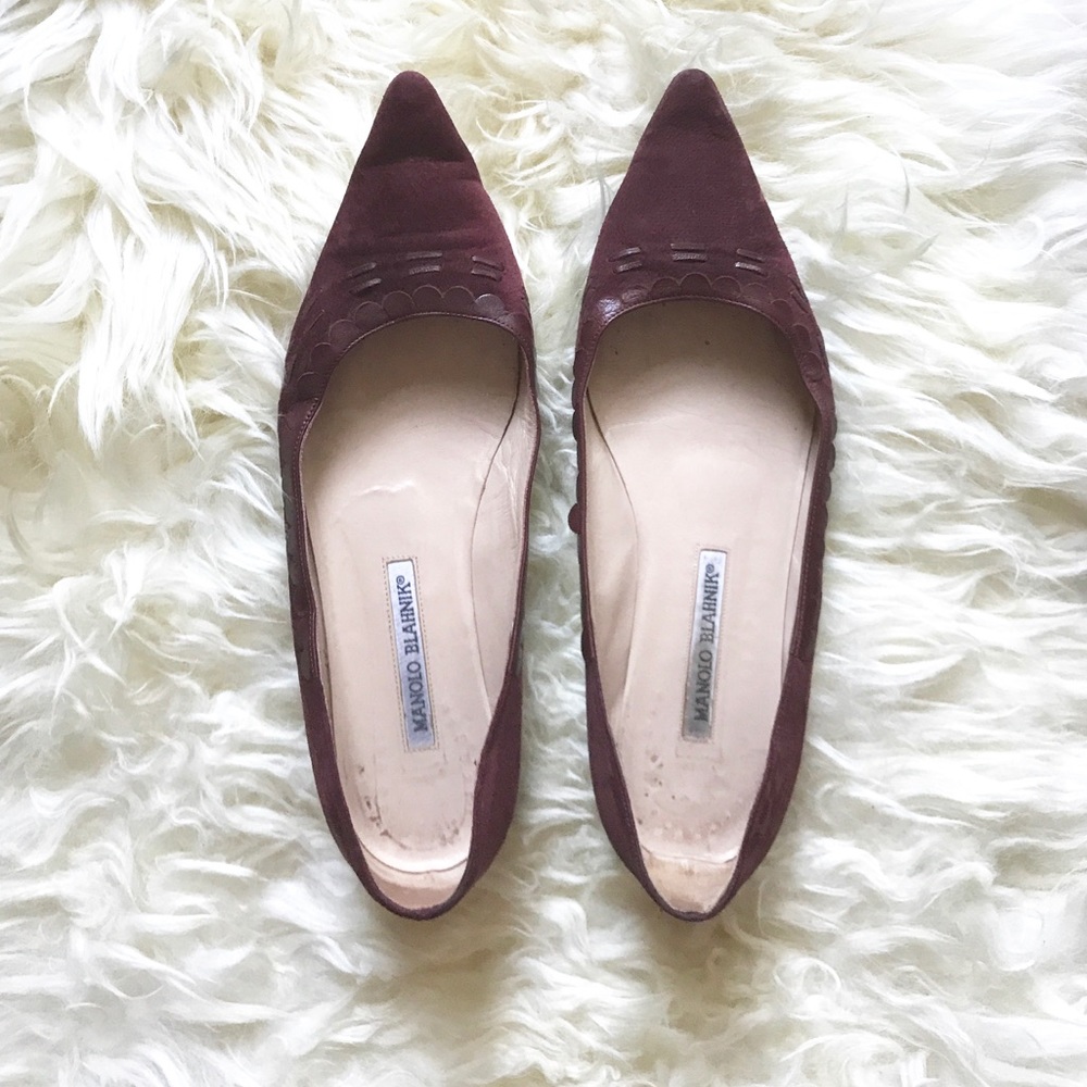 Manolo Blahnik | Suede pointed toe flats | 37.5