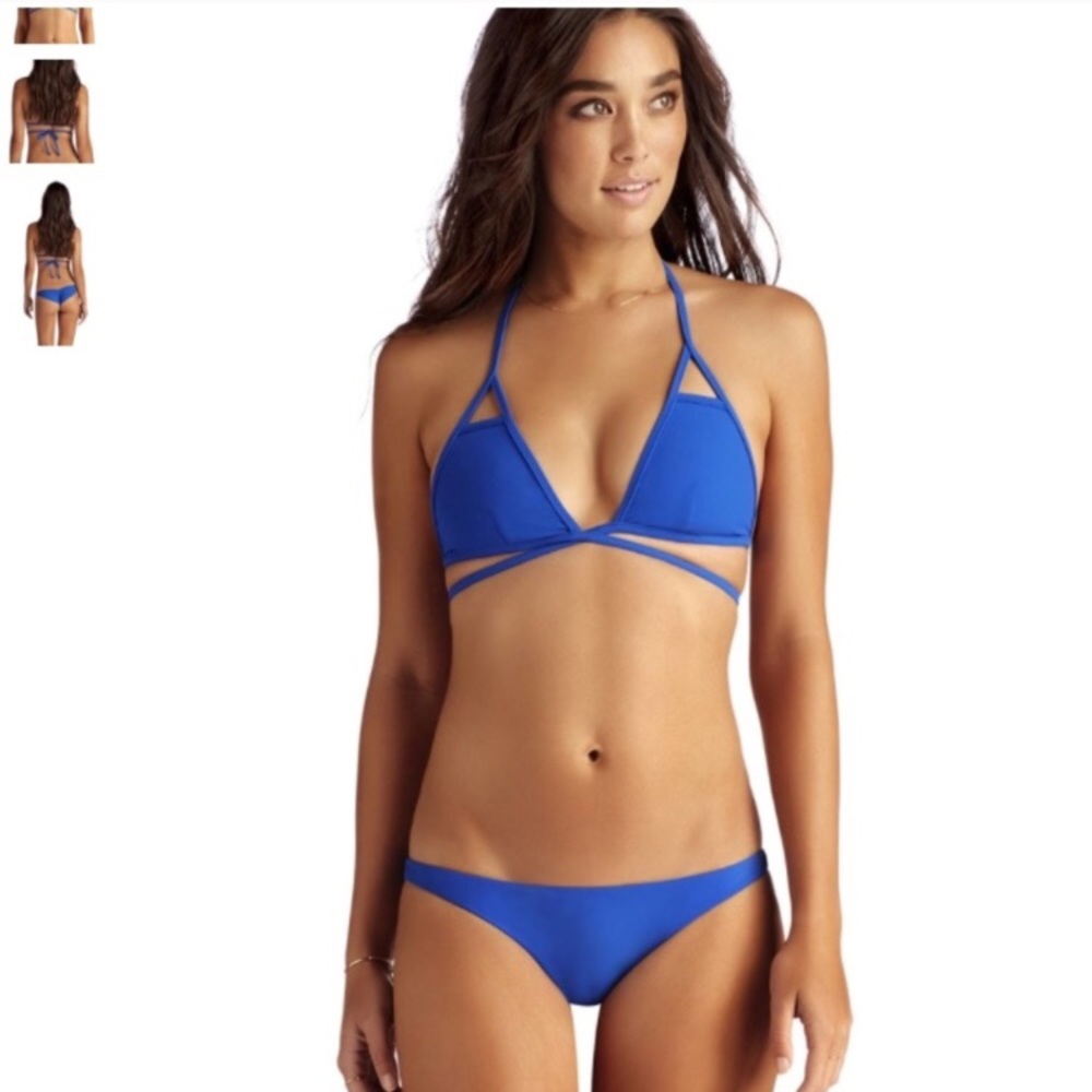 blue vitamim a wrap bikini top