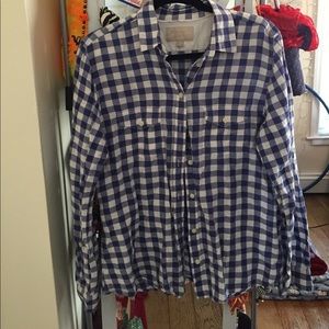blue gingham banana republic button down