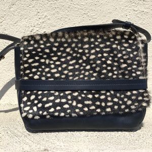 Clare V "Lou" navy pony hair cross body bag