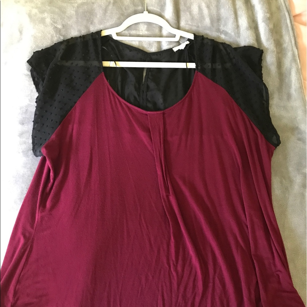 2X Black and Maroon Top