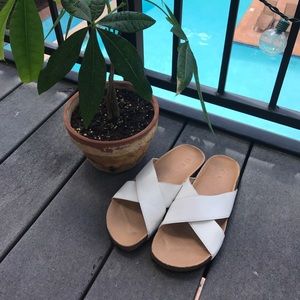 white sandals