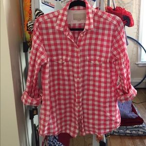 red gingham banana republic button down