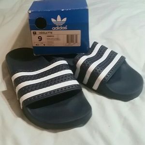 Mens Adidas Adilette Slides (NEW) Navy & White