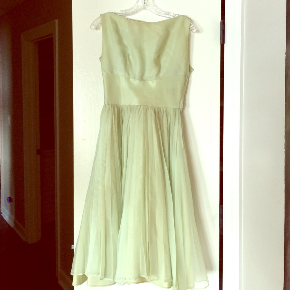 Vintage 50's Pleated Party Dress Mint Green